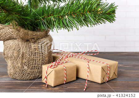 New Year's gifts wrapped in wrapping paper 41324152