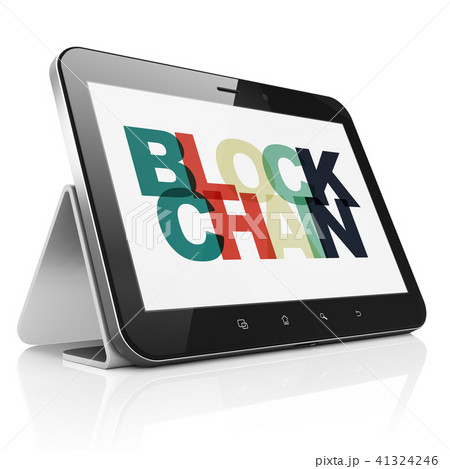 Currency concept: Tablet Computer with Blockchain on display Currency concept: Tablet Computer with Blockchain on display 41324246