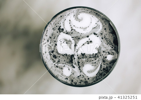 Beautiful activated charcoal latte 41325251