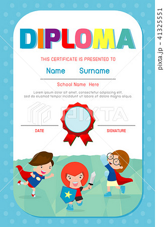 certificates kindergarten and elementary diplomaのイラスト素材