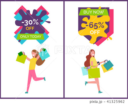 30 Off Only Today Placards Vector Illustrationのイラスト素材