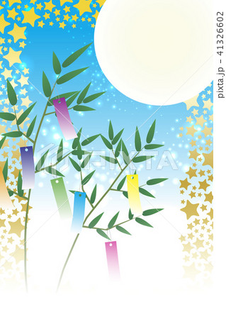 和風背景素材壁紙 七夕飾り 祭り 伝統 短冊 笹の葉 初夏の行事 星屑 天の川 星屑 キラキラ 七月のイラスト素材