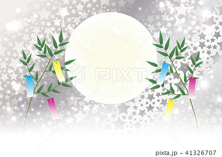 和風背景素材壁紙 七夕飾り 祭り 伝統 短冊 笹の葉 初夏の行事 星屑 天の川 星屑 キラキラ 七月のイラスト素材