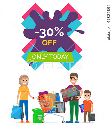 30 Off Only Today Placard Vector Illustrationのイラスト素材