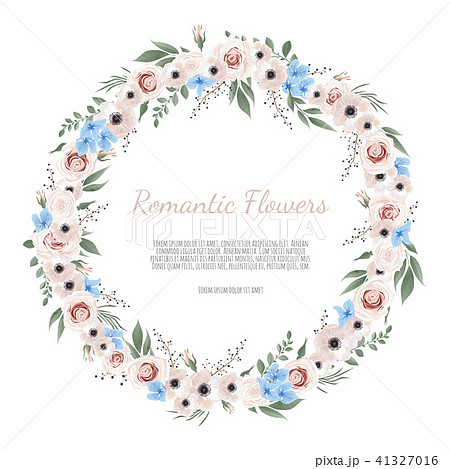 botanic card with wild flowers, leaves. botanic card with wild flowers, leaves. 41327016
