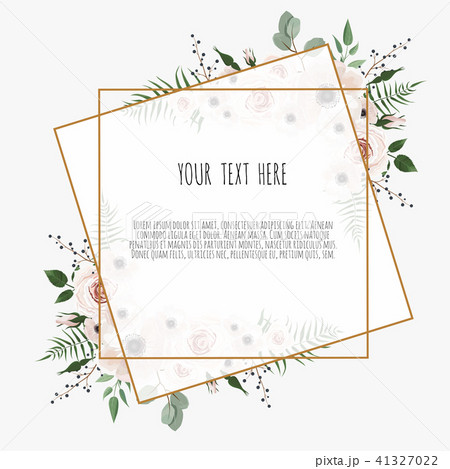 card with leaves and geometrical frame. card with leaves and geometrical frame. 41327022