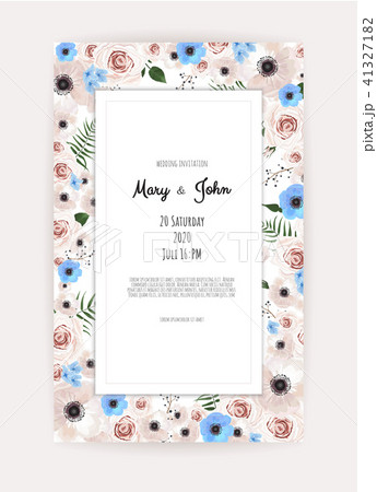 Vector invitation with handmade floral elements. Vector invitation with handmade floral elements. 41327182