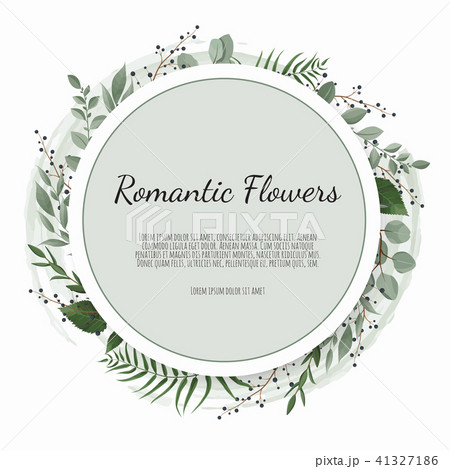 Card with leaves and geometrical frame.  41327186