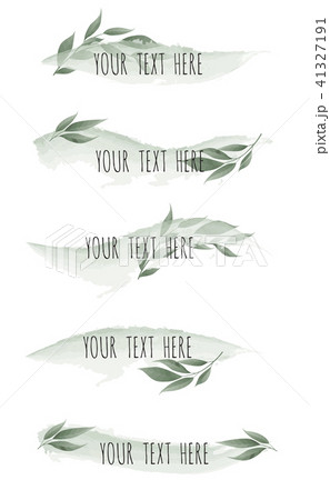 Set of Vector watercolor brush lines with leaves.  41327191