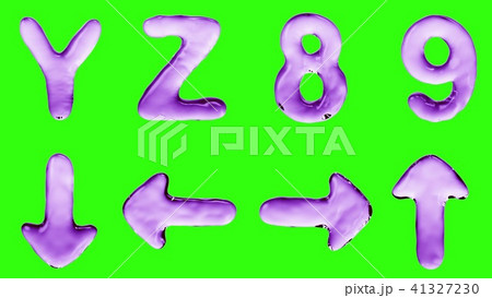 Alphabet from water isolated on a green background. 41327230