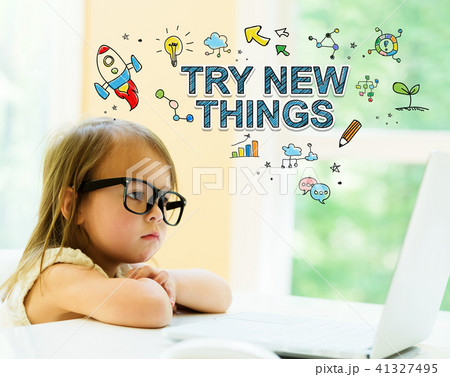 Try New Things text with little girl  41327495