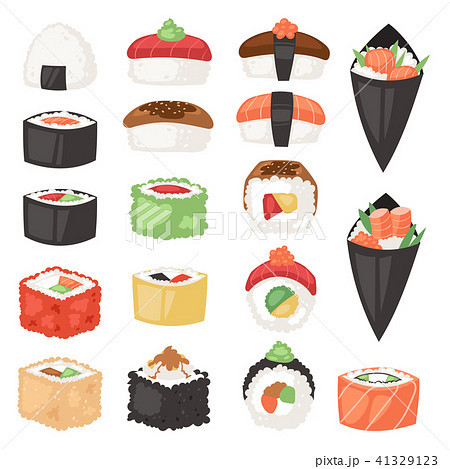 Japanese food vector sushi sashimi roll or nigiri and appetizer with seafood rice in Japan 41329123