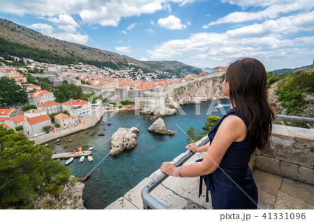 Woman traveller at Dubrovnik Old Town, Croatia 41331096