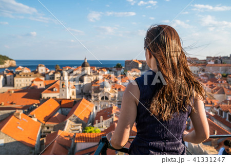 Woman traveller at Dubrovnik Old Town, Croatia 41331247