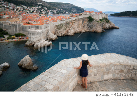 Woman traveller at Dubrovnik Old Town, Croatia 41331248