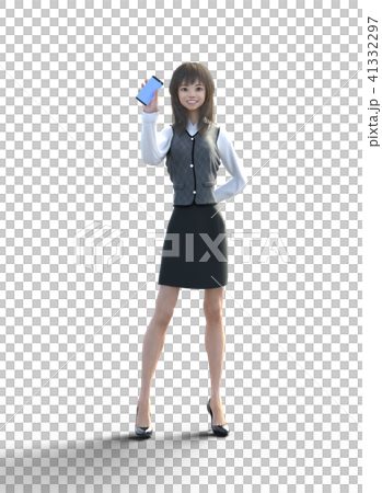 顯示智能手機perming3DCG例證材料的西裝的少婦 顯示智能手機perming3DCG例證材料的西裝的少婦 41332297