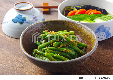 インゲンの胡麻和え　家庭料理 41332685