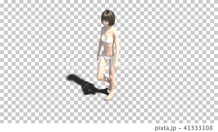 Walking white swimsuit girl perming3DCG illustrations material 41333108