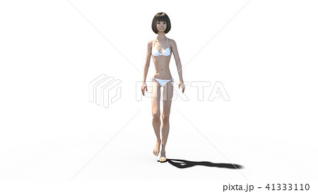 歩く白い水着の女の子 perming3DCGイラスト素材 歩く白い水着の女の子 perming3DCGイラスト素材 41333110