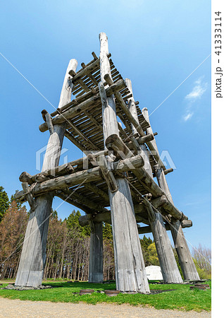 三内丸山遺跡大型掘立柱建物の写真素材