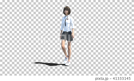 歩く女子学生　　perming3DCGイラスト素材 41333145