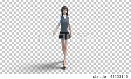 歩いてくる綺麗な脚の女性　perming3DCGイラスト素材 41333146