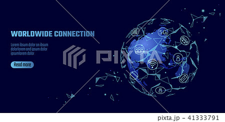 Global network connection. World map Asia continent point line worldwide information technology dat 41333791