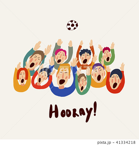 Football vector fans, cute colorful illustration, abstract greeting card. Goal Hooray  41334218