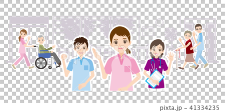 老人ホームと介護福祉士のイラスト 41334235