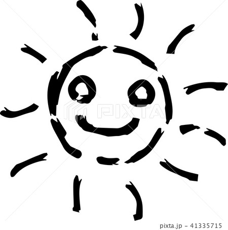 夏 太陽 黒い 手描きイラストのイラスト素材