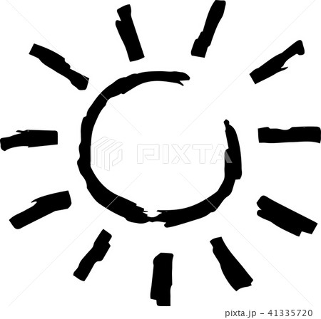 夏 太陽 黒い 手描きイラストのイラスト素材