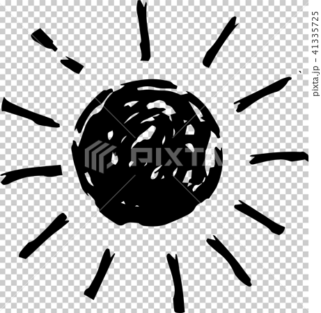 夏 太陽 黒い 手描きイラストのイラスト素材
