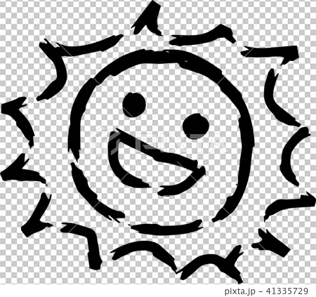 夏 太陽 黒い 手描きイラストのイラスト素材