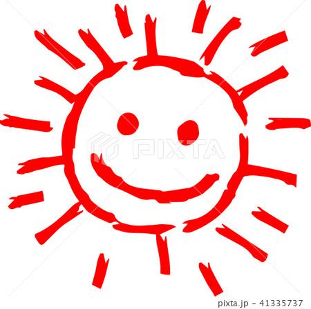 夏 太陽 赤い 手描きイラストのイラスト素材