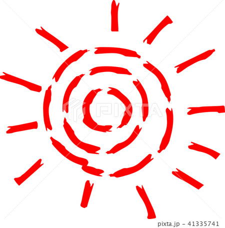 夏 太陽 赤い 手描きイラストのイラスト素材