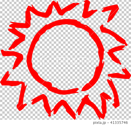 夏　太陽　赤い　手描きイラスト 41335746