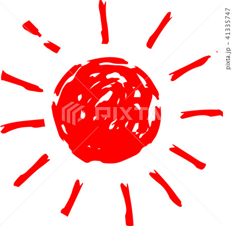 夏　太陽　赤い　手描きイラスト 41335747