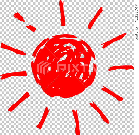 夏　太陽　赤い　手描きイラスト 41335747