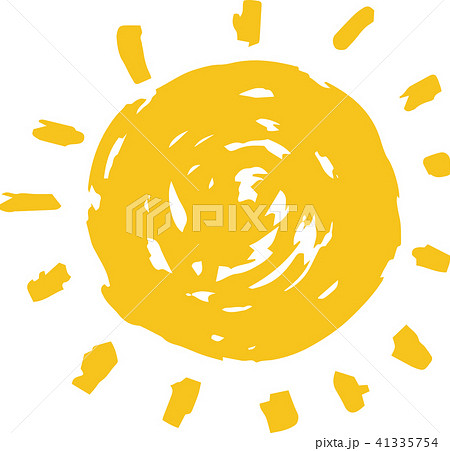 夏 太陽 黄色い 手描きイラストのイラスト素材