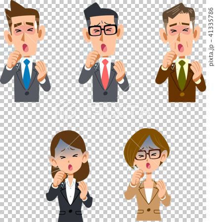 咳をする会社員の男性と女性会社員 咳をする会社員の男性と女性会社員 41335786