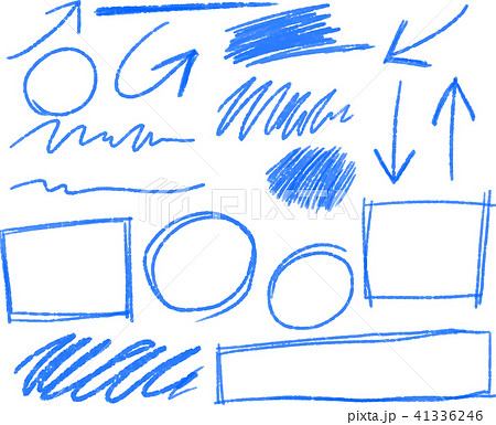 青い　いたずら書き　鉛筆　セット 41336246