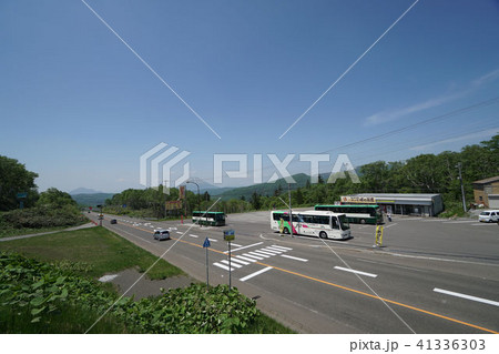 北海道 国道230号中山峠頂上風景の写真素材