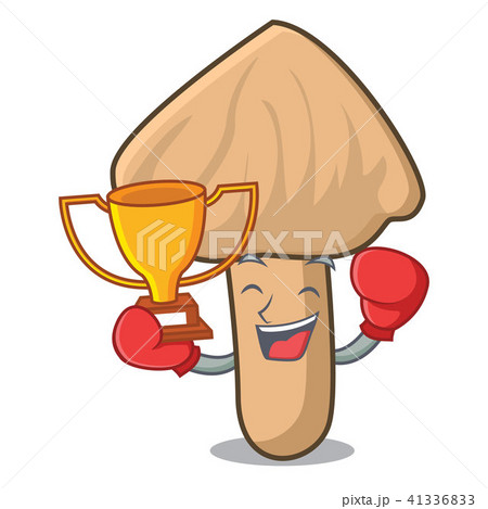 Boxing winner inocybe mushroom mascot cartoon Boxing winner inocybe mushroom mascot cartoon 41336833