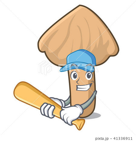Playing baseball inocybe mushroom character cartoon 41336911