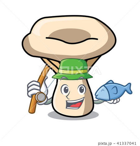 Fishing milk mushroom mascot cartoon 41337041