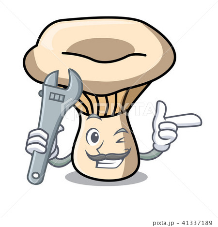 Mechanic milk mushroom mascot cartoon 41337189