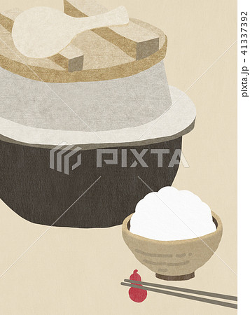 背景-和紙-羽釜-白飯 41337392