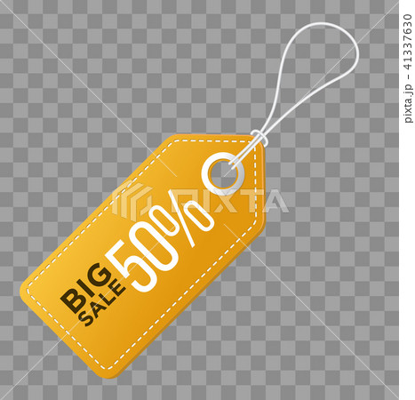 Realistic discount yellow tag for sale promotion. Vector vintage label template. 41337630