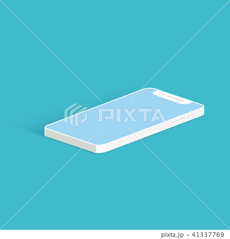 White smartphone mockup on the blue background. Isometric view. 41337769