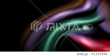 Color shiny light effects on black, liquid style multicolored wavy shape Color shiny light effects on black, liquid style multicolored wavy shape 41337846